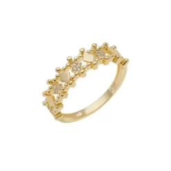 Anel Celine Losango Zircônias Folheado a Ouro 18k