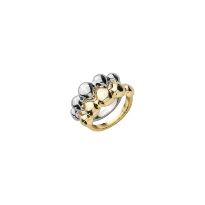 Anel Duplo Analice Gotas Folheado a Ouro 18k e Folheado em Ródio Branco