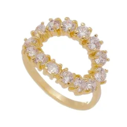 Anel Folheado a Ouro 18k Zircônias Cristal Layla