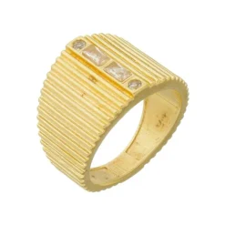Anel Juddy Filetado Zircônias Folheado a Ouro 18k