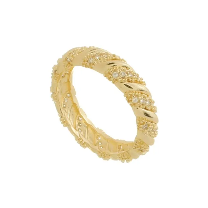 Anel Mia Zircônias Folheado a Ouro 18k