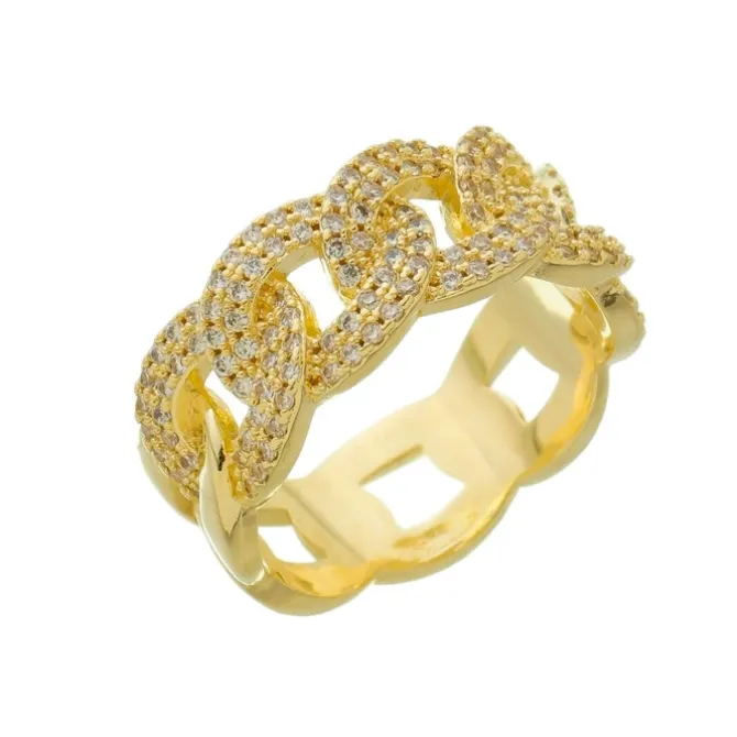 Anel Piuka Alana Elos Zircônias Folheado a Ouro 18k