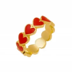 Anel Piuka Anny Coração Resina Vermelho Folheado a Ouro 18k