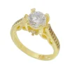 Anel Solitário Piuka Charlotte Zircônia Cristal Trabalhado Folheado a Ouro 18k