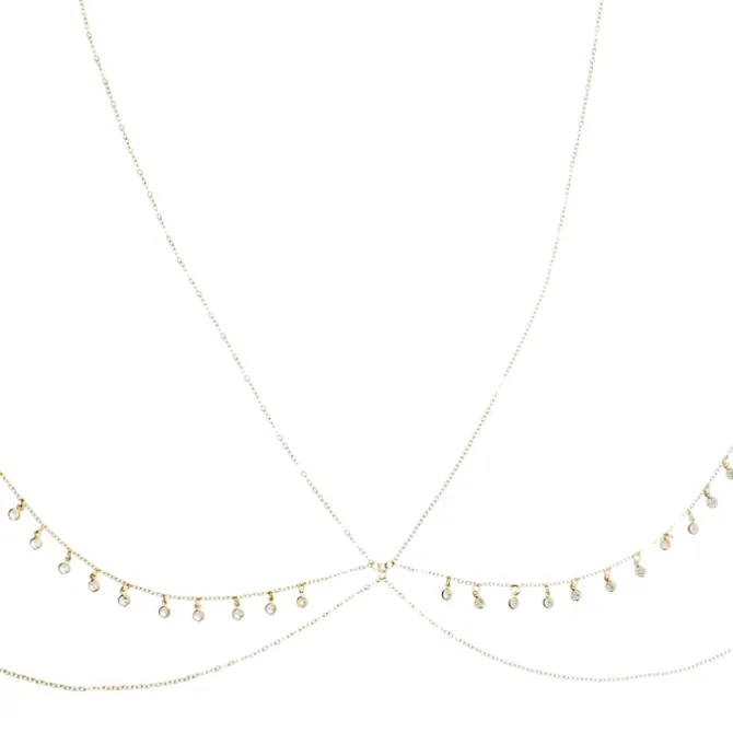 Body Chain Gipsy Mini Zircônias Folheado a Ouro 18k