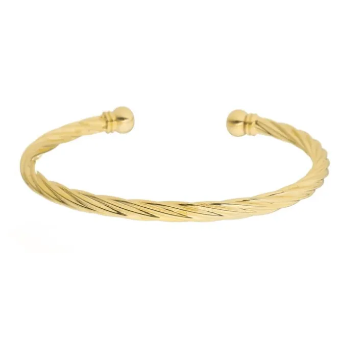 Bracelete Feminino Folheado a Ouro 18k Tubo Torcido Lih