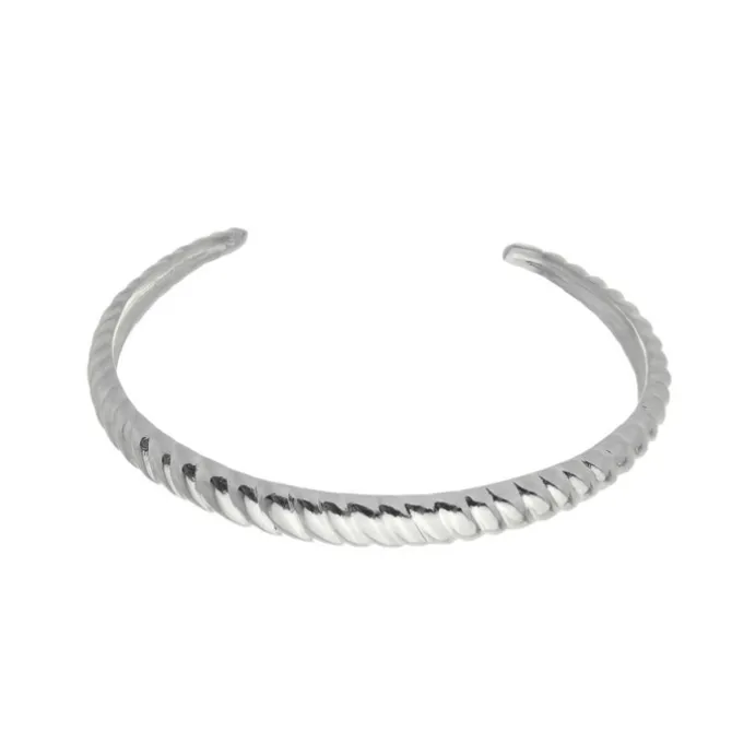 Bracelete Lorena Metal Trabalhado Folheado em Ródio Branco Piuka