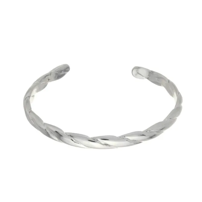 Bracelete Rebeca Trançado Folheado em Ródio Branco Piuka