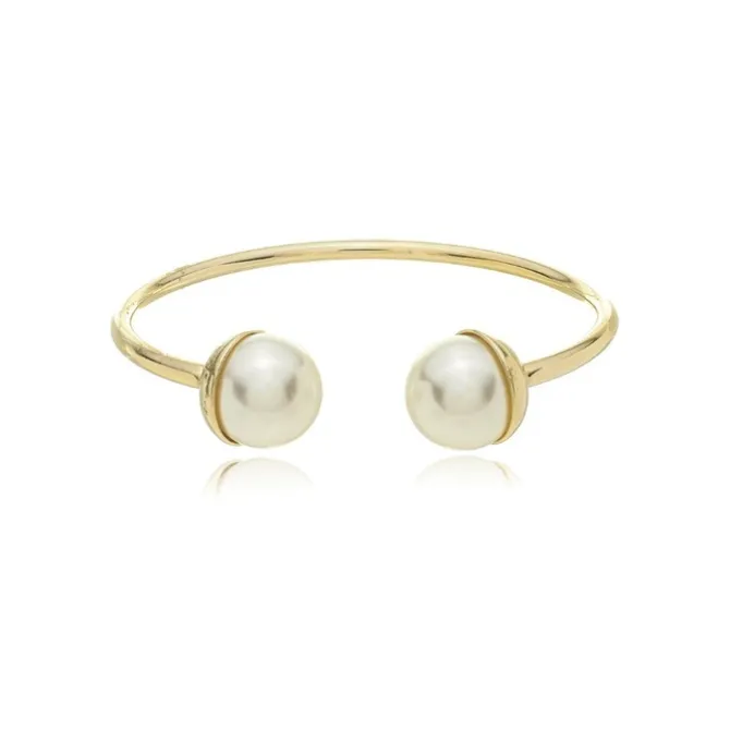 Bracelete Semi Aberto Amélia Pérola Dourado