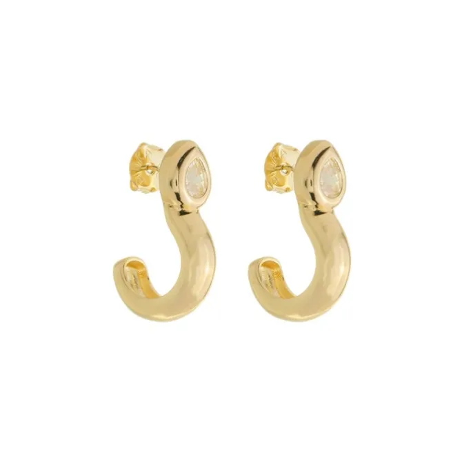 Brinco Argola Gota Georgia Zircônia Folheado a Ouro 18k
