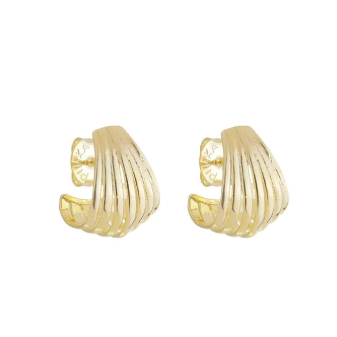 Brinco Argola Gota Luana Texturizado Folheado a Ouro 18k