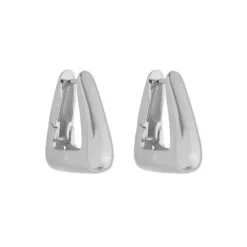 Brinco Argola Triangular Emily P Folheado em Ródio Branco