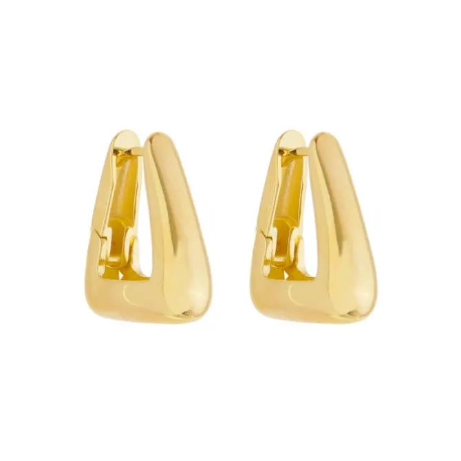 Brinco Argola Triangular Emily P Folheado a Ouro 18k