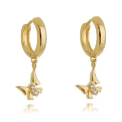Brinco Argolinha Ana Borboleta Zircônia Folheado a Ouro 18k