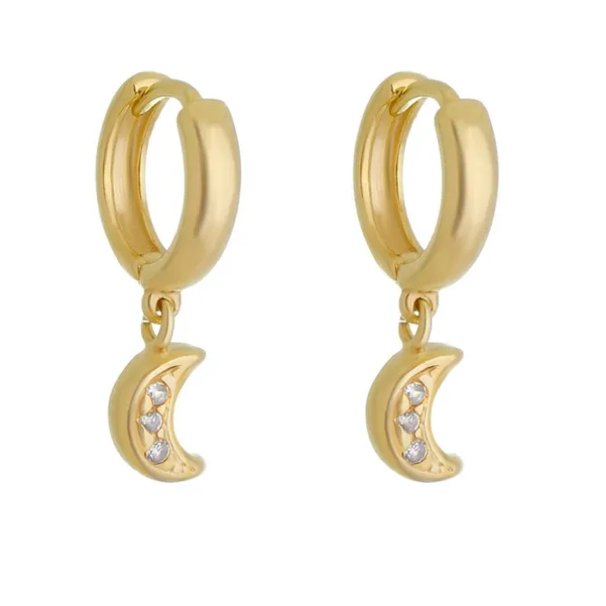 Brinco Argolinha Ana Lua Zircônias Folheado a Ouro 18k
