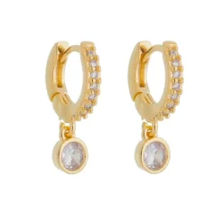 Brinco Argolinha Filipa Zircônia e Ponto de Luz Folheado a Ouro 18k