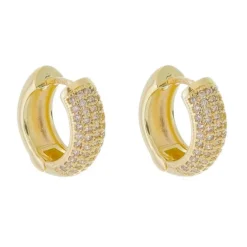 Brinco Argolinha Lívia P Zircônia Folheado a Ouro 18k