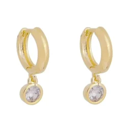 Brinco Argolinha Ponto de Luz Amora Zircônia Cristal Folheado a Ouro 18k