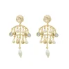 Brinco Bela Cascata Gota Ponto de Luz Chaton Pérolas de Água Doce Dourado