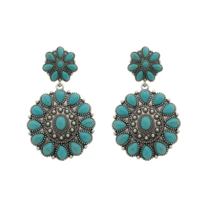 Brinco Boho Sil Turquesa Prata
