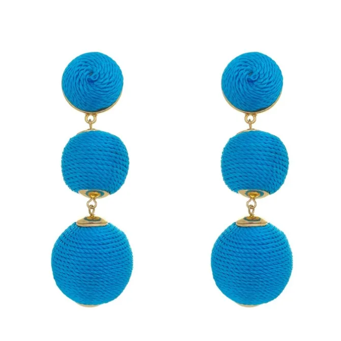 Brinco Bolas Fio Azul Maria Elimia