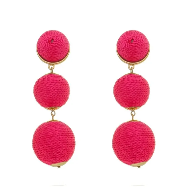 Brinco Bolas Fio Pink Maria Elimia