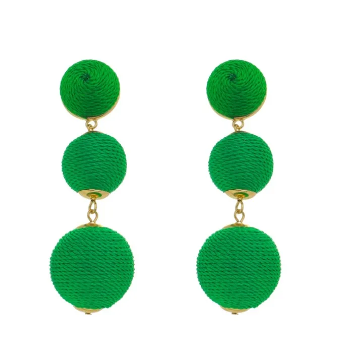 Brinco Bolas Fio Verde Bandeira Maria Elimia