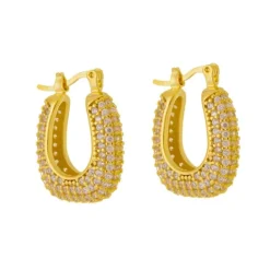 Brinco de Argola Cravejada Katy Zircônias Folheado a Ouro 18k