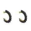 Brinco de Argola Demy Cristais e Miçangas Preto