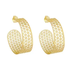 Brinco de Argola Erica Texturizado Folheado a Ouro 18k