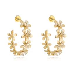 Brinco de Argola Flor Íris Dourado