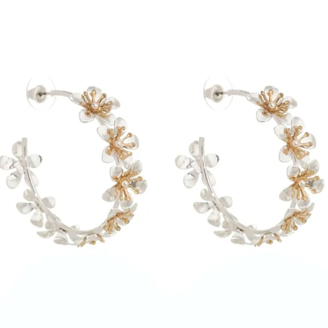 Brinco de Argola Flor Íris Prata