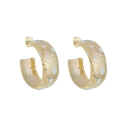 Brinco de Argola Giulia Resina Off White Folheado a Ouro 18k
