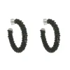 Brinco de Argola Lila Cristais Preto