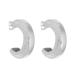 Brinco de Argola Textutrizado Malú Folheado em Ródio Branco