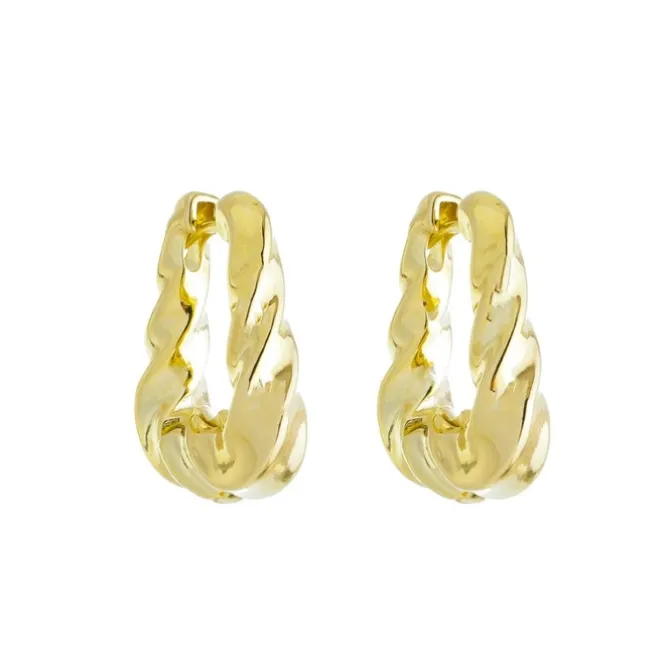 Brinco de Argola Torcida Stella M Folheado a Ouro 18k Piuka