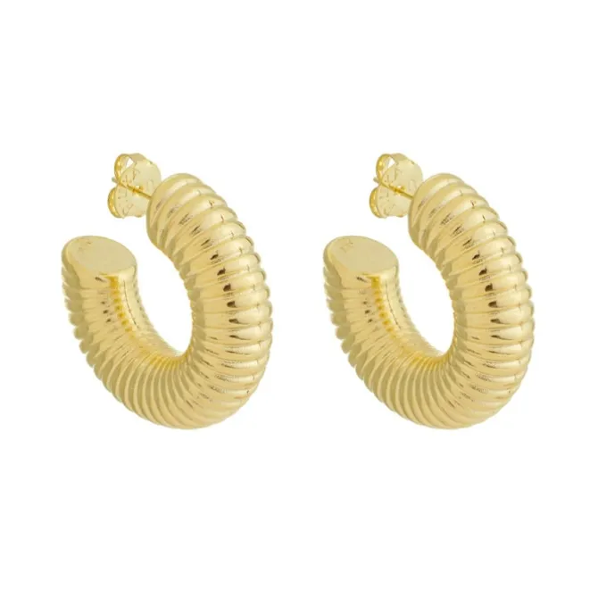 Brinco de Argola Tubo Espiral M Lila Folheado a Ouro 18k