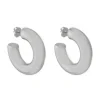 Brinco de Argola Tubo G Ariel Folheado em Ródio Branco