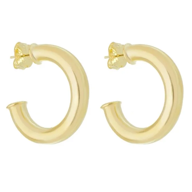 Brinco de Argola Tubo Lele G Folheado a Ouro 18k