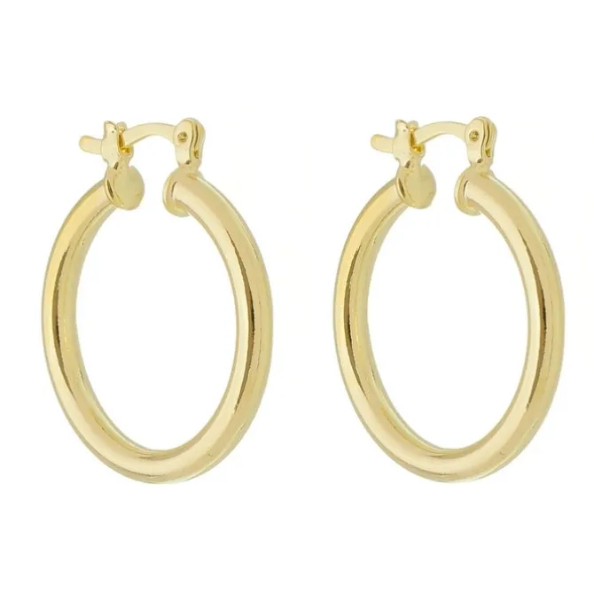 Brinco de Argola Tubo Nana G Folheado a Ouro 18k