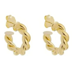 Brinco de Argola Tubo Torcido Camila P Folheado a Ouro 18k