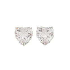 Brinco de Coração Maria Antônia Zircônia Cristal Folheado em Ródio Branco