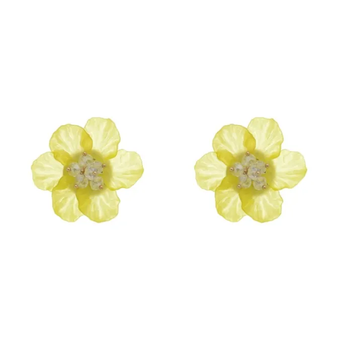 Brinco de Flor Hortênsia Amarela