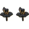 Brinco de Flor Orquídea Preto e Dourado