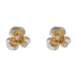 Brinco de Flor Verbena Prata e Dourado