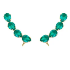 Brinco Ear Cuff Callie Gotas Zirconia Turmalina Folheado a Ouro 18k