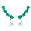 Brinco Ear Cuff Callie Gotas Zirconia Turmalina Folheado em Ródio Branco