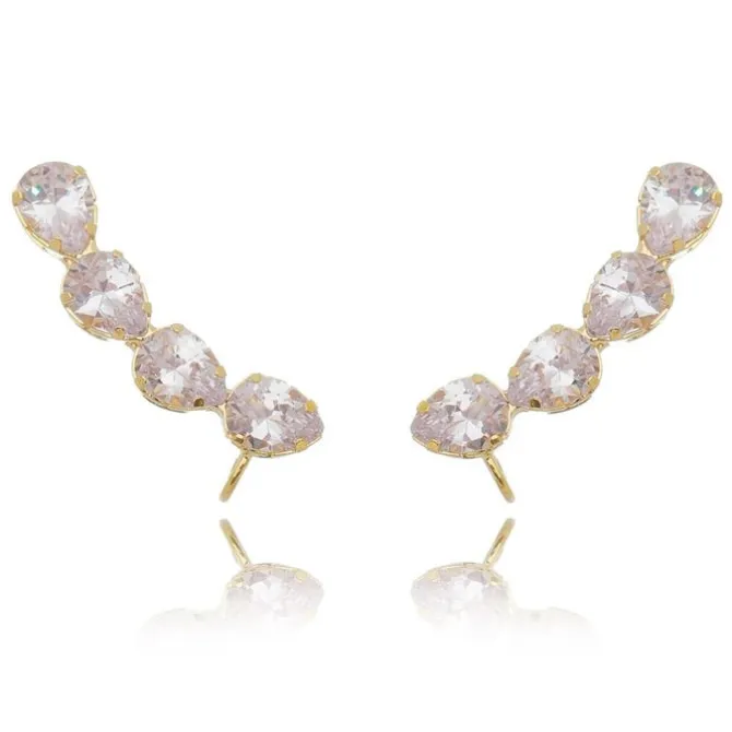 Brinco Ear Cuff Callie Gotas Zircônias Cristal Folheado a Ouro 18k