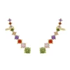 Brinco Ear Cuff Cindy Zircônias Coloridas Folheado a Ouro 18k