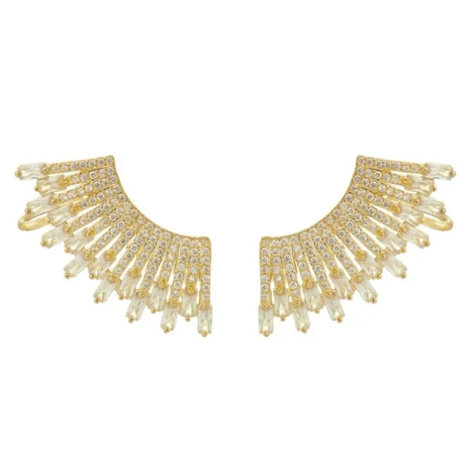 Brinco Ear Cuff Glória Zircônias Folheado a Ouro 18k